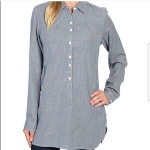 Toad&Co Women's Grey Organic Cotton Button-Down Mixologist Tunic Houndstooth SM